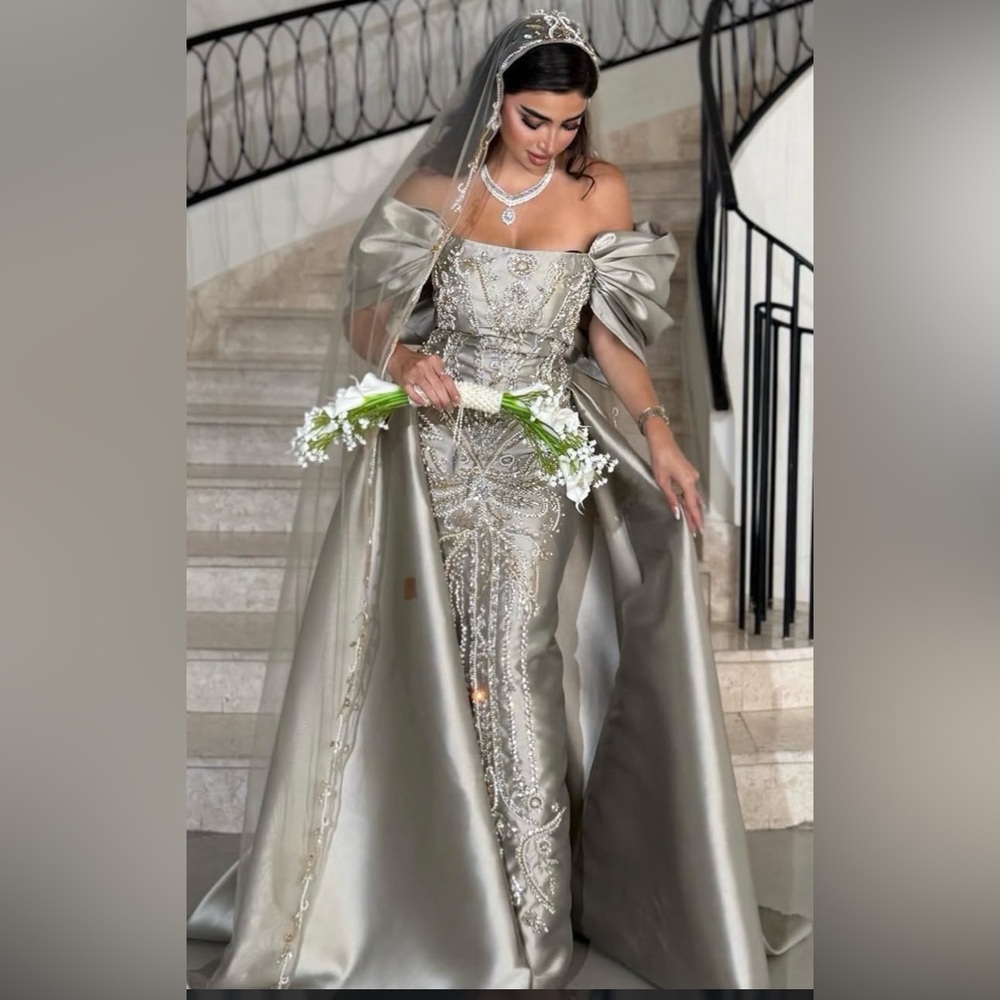 Elegant Silver Embellished Gown